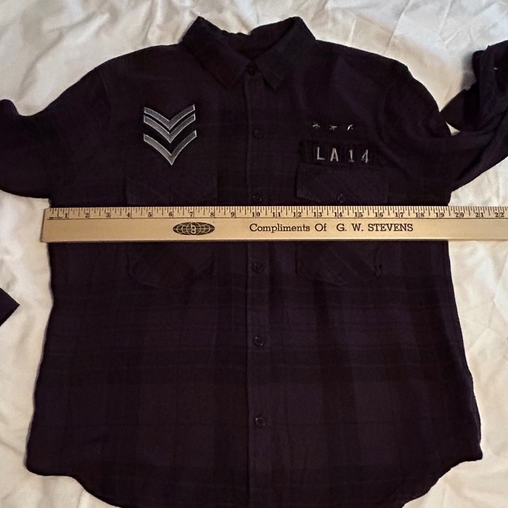 Rails XS Black Plaid Button Down Shirt Long‎ Sleeve LA 14 Patches - Picture 11 of 13
